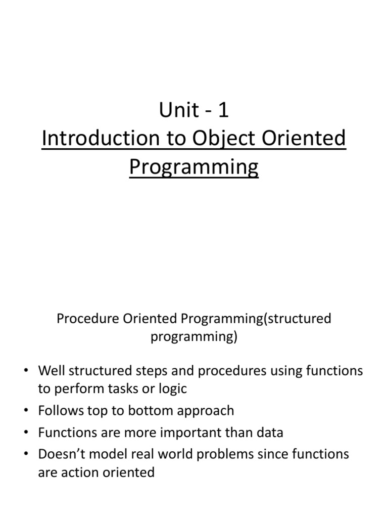 Unit 1 Introduction To OOP | PDF | Object Oriented Programming | Method ...