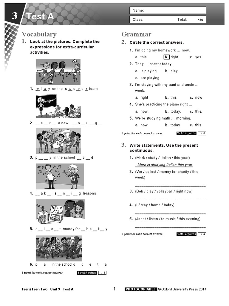 Teen2Teen2-Test-Unit-3 (WWW - Languagecentre.ir) | PDF