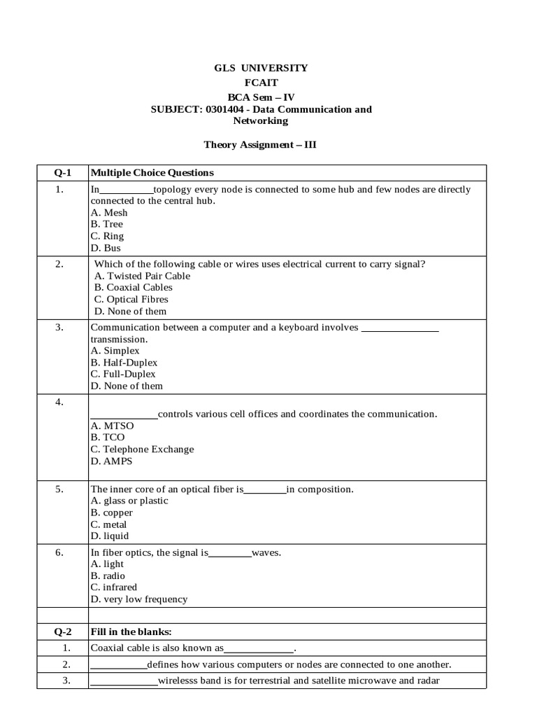 Data Communication And Networking Questions