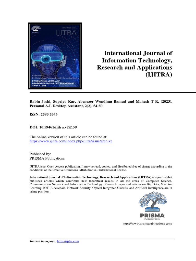 Personal Ai Desktop Assistant Development Pdf Speech Synthesis