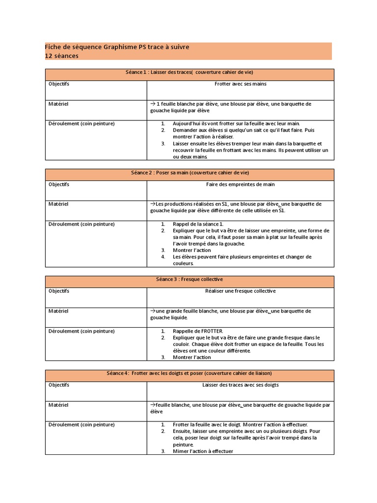 Fiche de Séquence Graphisme PS Trace à Suivre | PDF