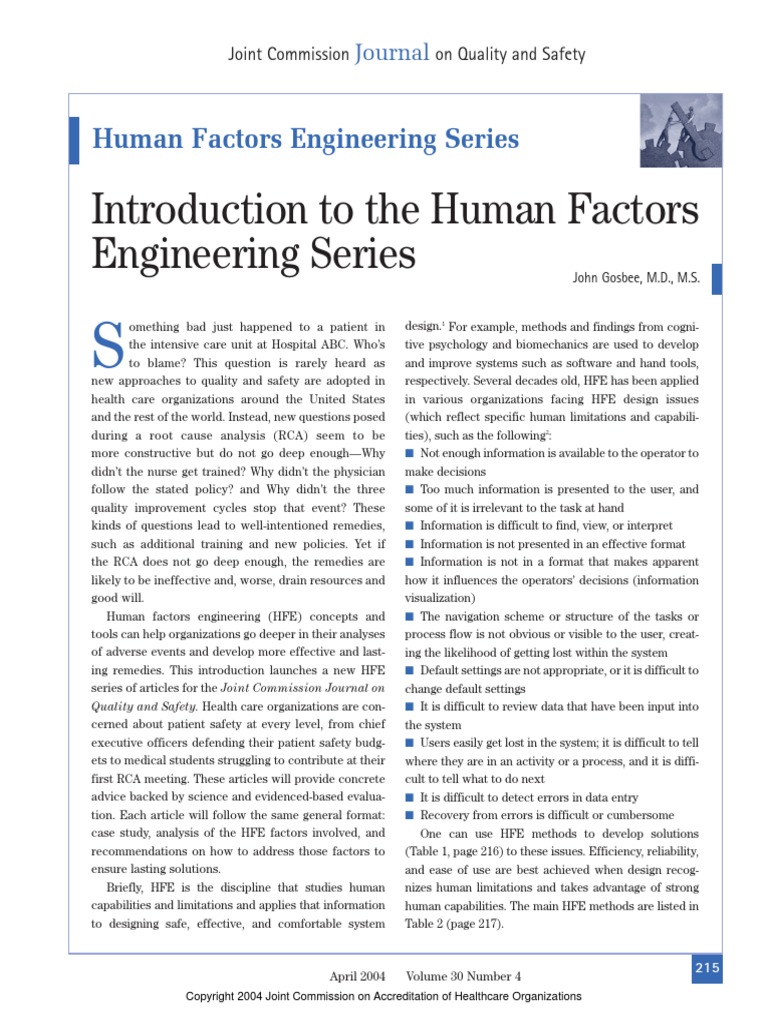 2004 Introduction To The Human Factors Engineering Series | PDF ...