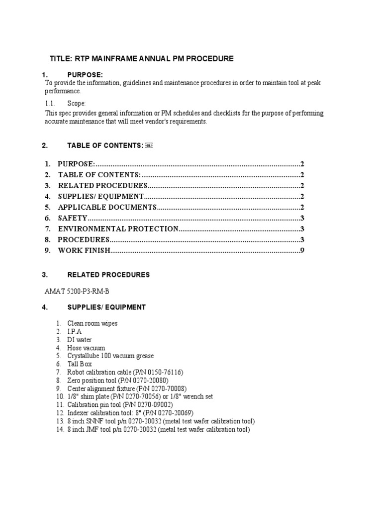 RTP Mainframe Annual PM Procedure 18apr2023 | PDF
