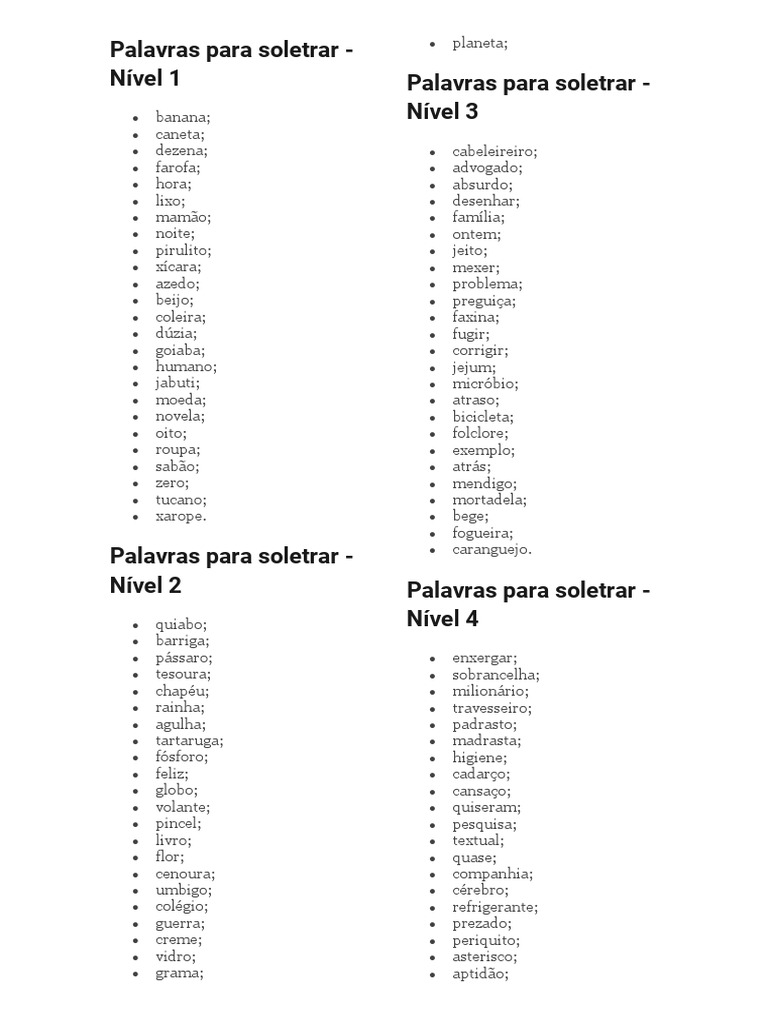 Palavras para Soletrar | PDF