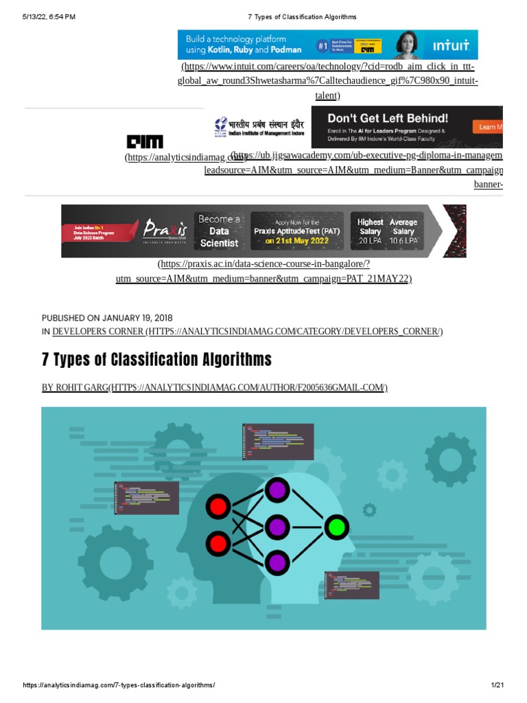 7 Types of Classification Algorithms | PDF | Statistical Classification ...