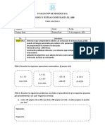 Evaluación de Sumas y Restas 4to