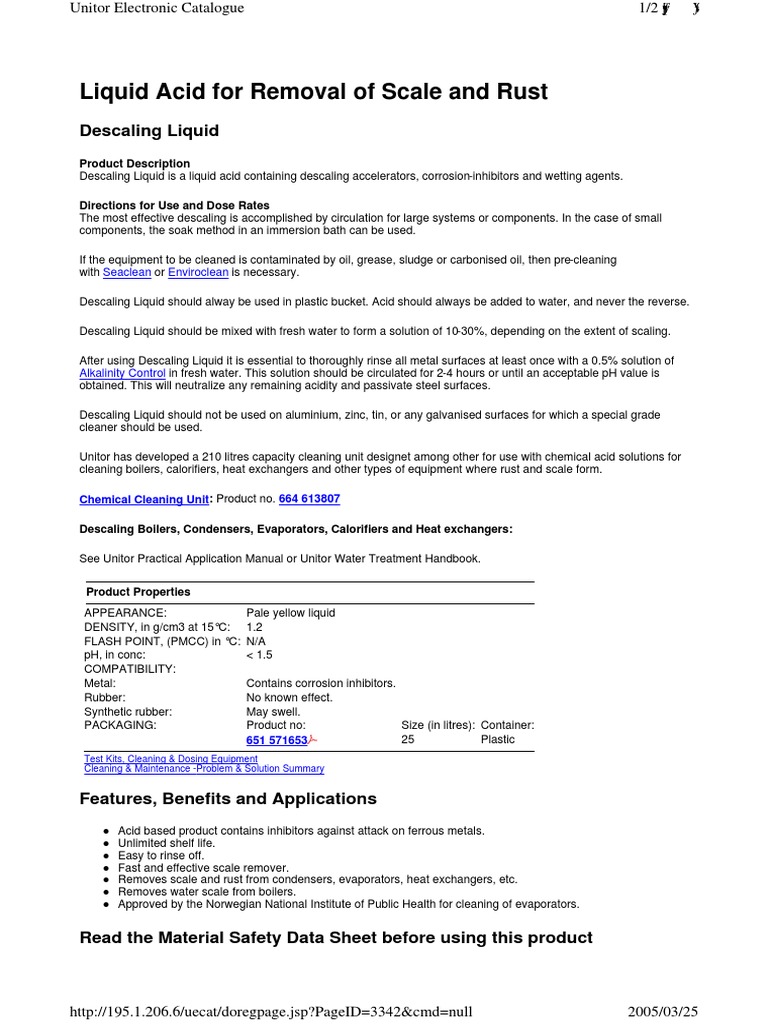 Descaling Liquid | PDF | Liquids | Water