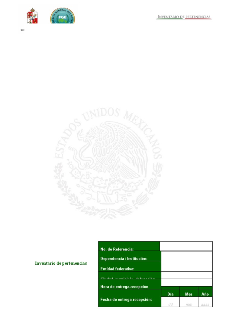 Acta de Inventario de Pertenencias PDF