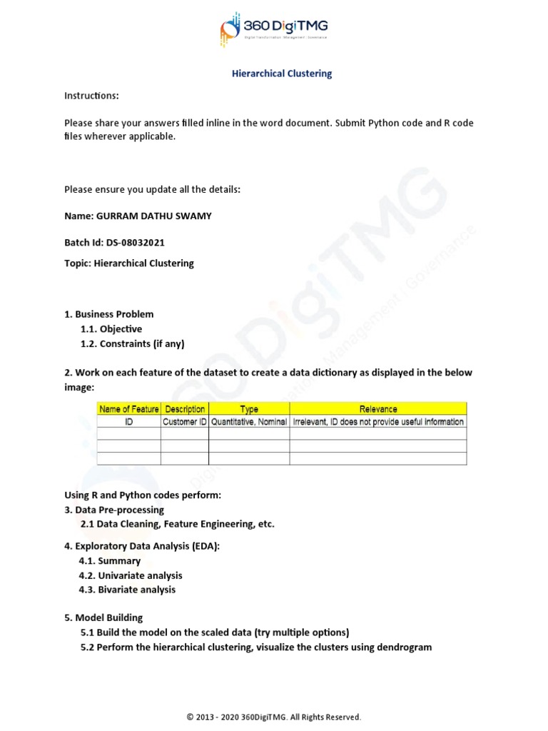 14.Clustering-Hierarchical Clustering | PDF