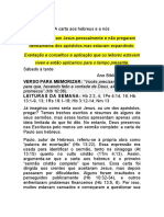 Licão Da Semana - A Carta Aos Hebreus e A Nós