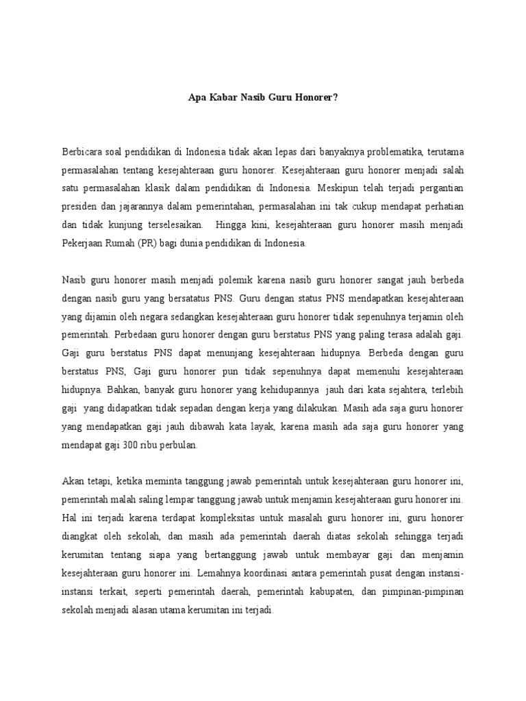 Apa Kabar Nasib Guru Honorer? PDF