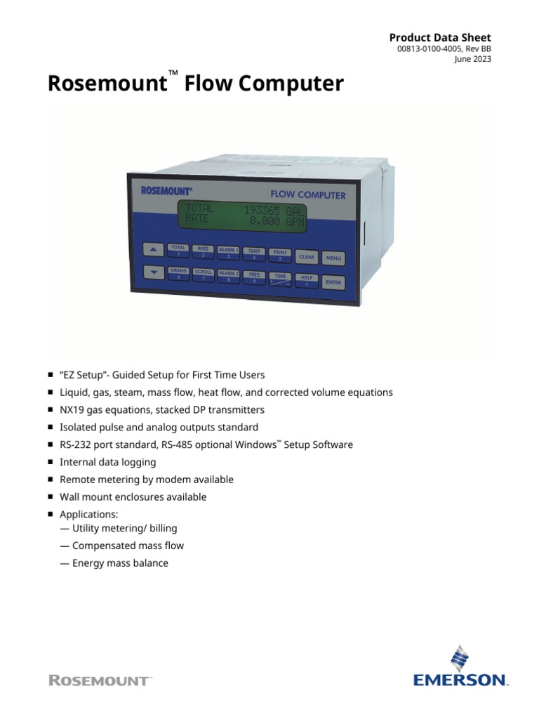 Product Data Sheet Rosemount Flow Computer en 73470 | PDF