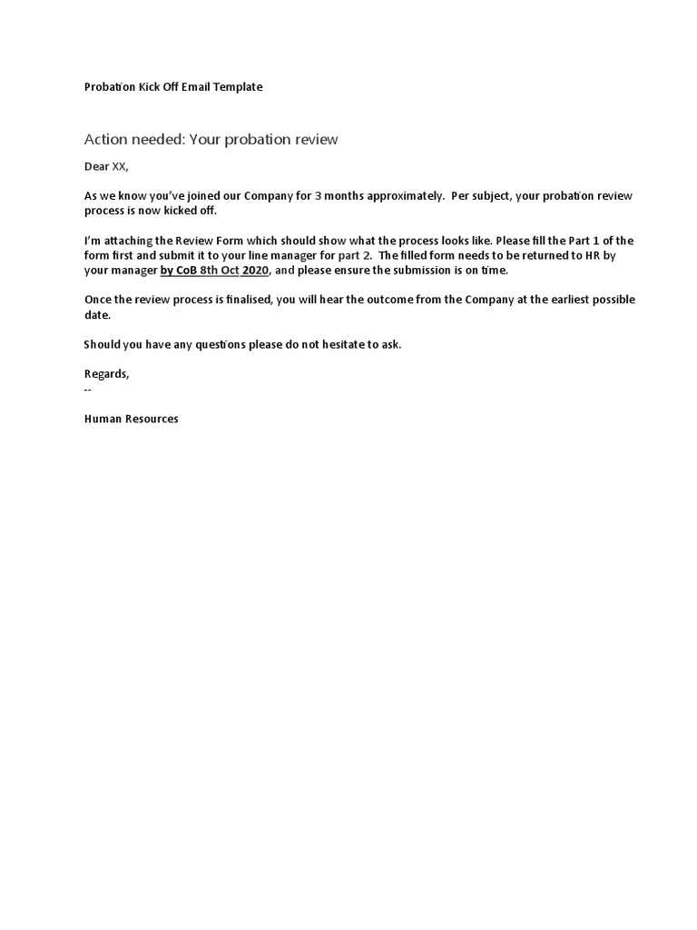 Probation Kick Off Email Template PDF Probation Kick Off Email Template PDF