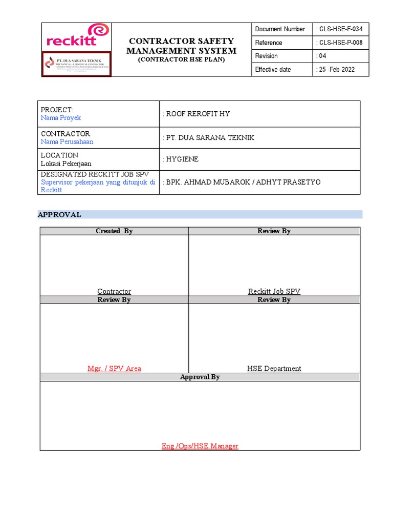 HSE Plan HY Roof Maintenance | PDF