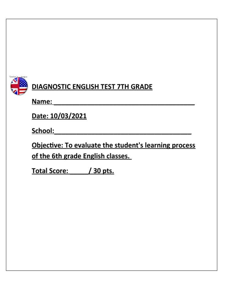 DIAGNOSTIC ENGLISH TEST 7th2021 PDF