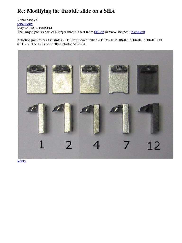 Dellorto SHA Air Throttle Slide Mods | PDF