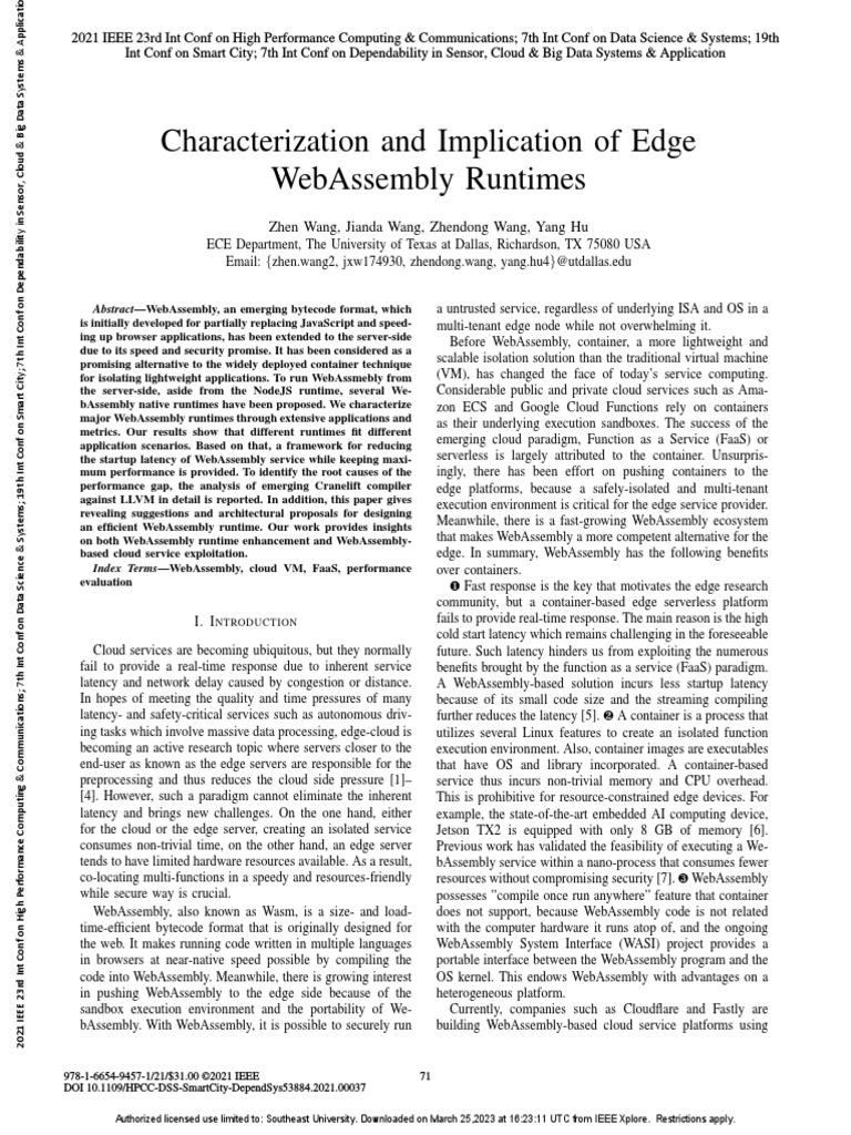 WebAssembly for Edge Computing Solutions | PDF | Runtime System | Cloud ...