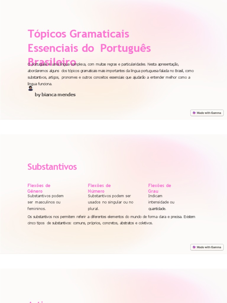 Tópicos Gramaticais do Português Brasileiro | PDF | Pronome | Mecânica ...