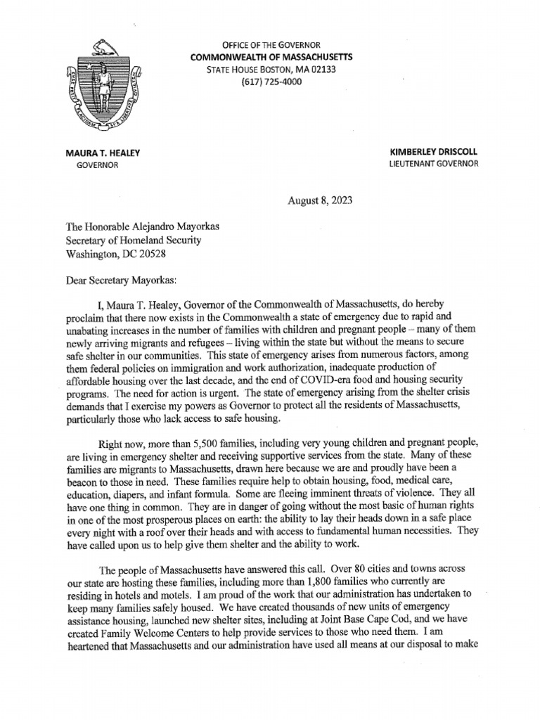 Mass Gov Maura Healey s State Of Emergency Declaration PDF