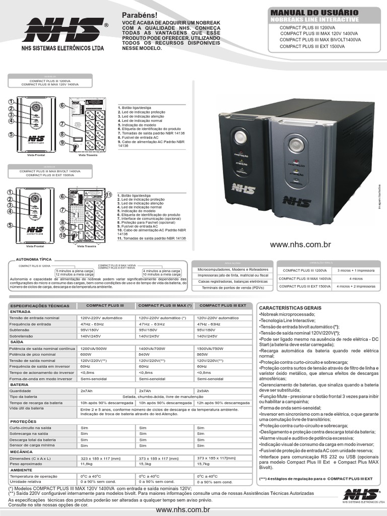 Manual do Nobreak Compact Plus III | PDF