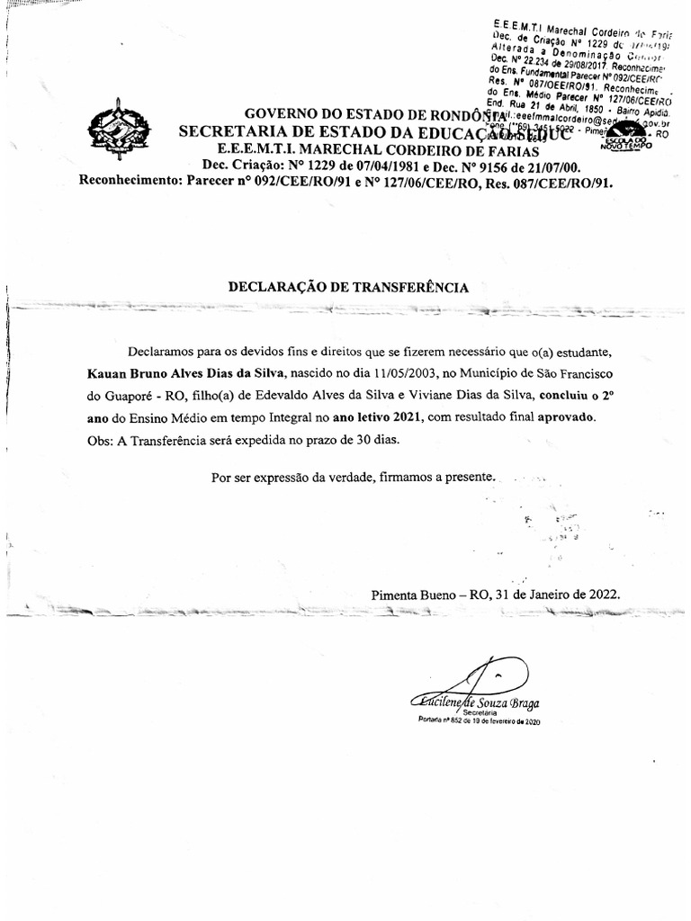 C pia declara o de transfer ncia pdf