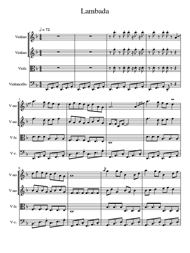 Lambada-Chorando Se Foi Edit For Quartet-Bb Trumpet 1-Partytura I ...