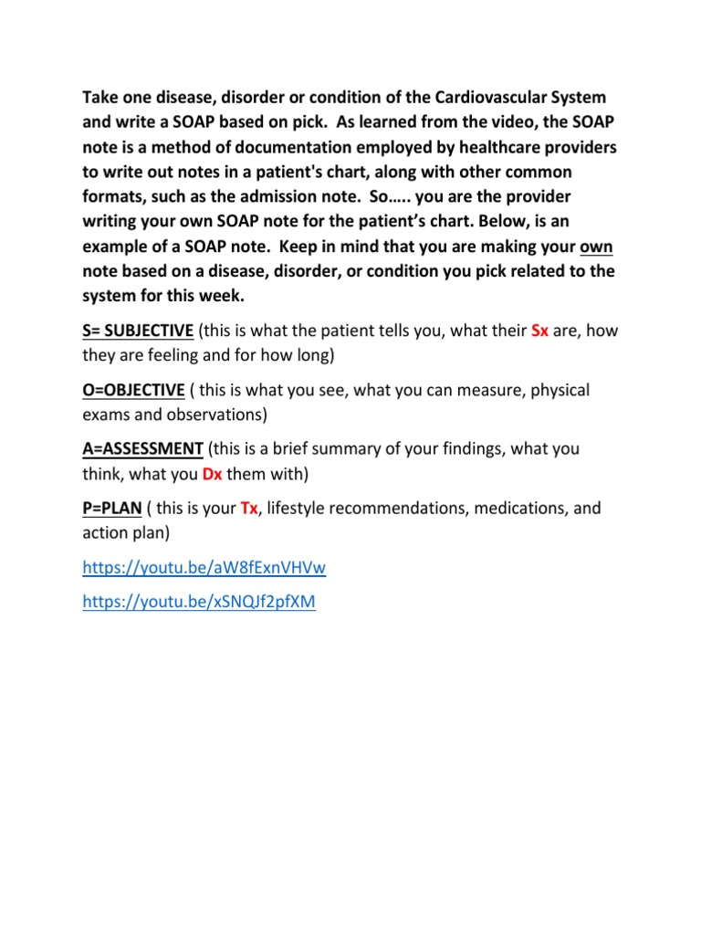 Cardiovascular SOAP Note Example | PDF | Self-Improvement | Wellness