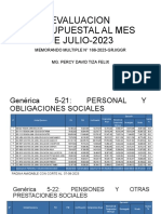 Evaluacion Presupuestal Al Mes de Julio-2023