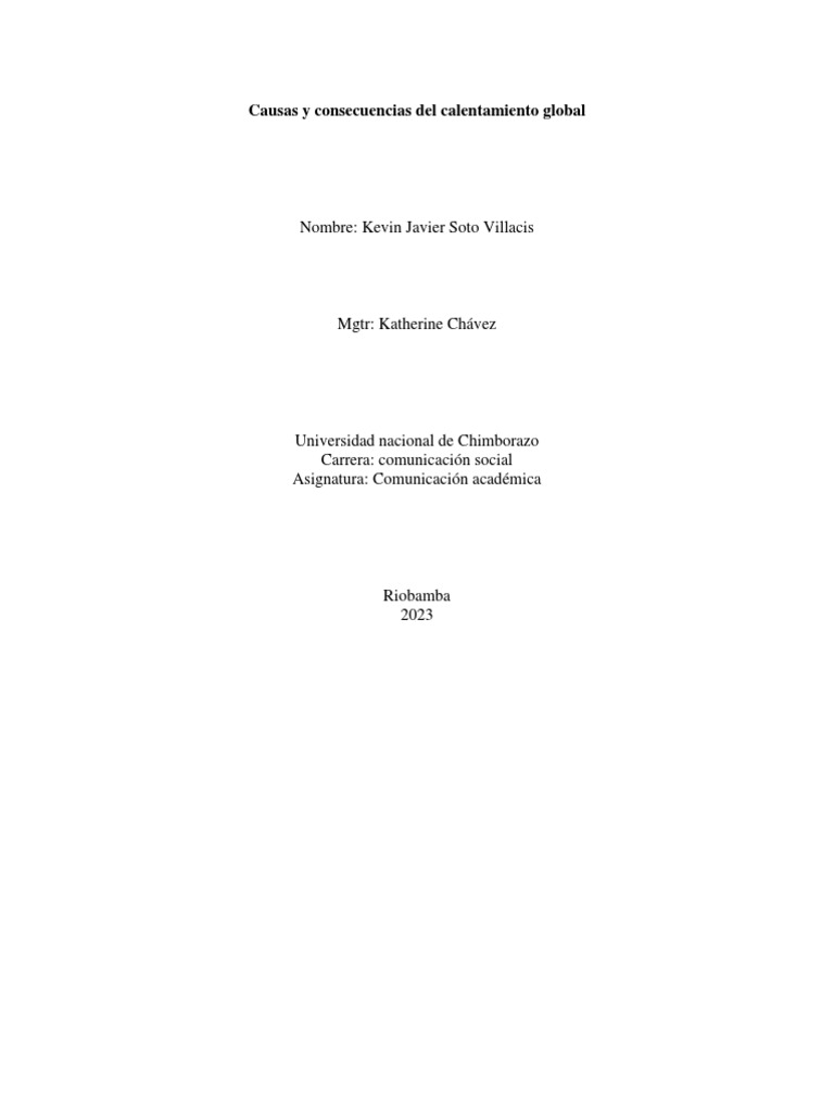 Causas y efectos del calentamiento global | PDF