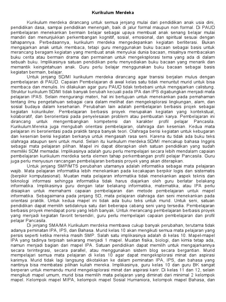 Contoh CV Lulusan Kurikulum Merdeka | PDF