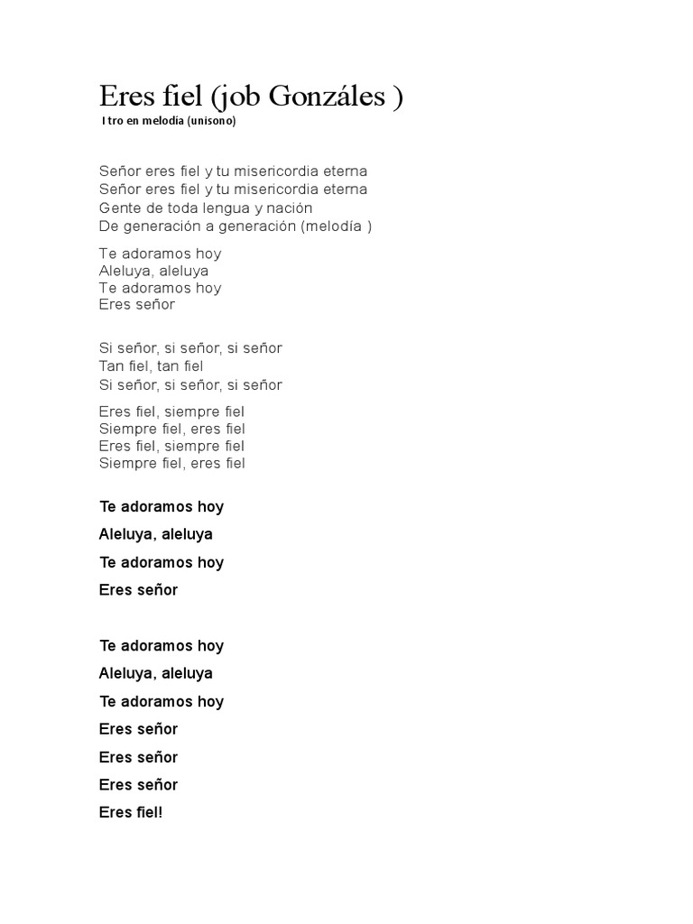 Señor, Eres Fiel: Letra y Melodía | PDF | Artes del Lenguaje y ...