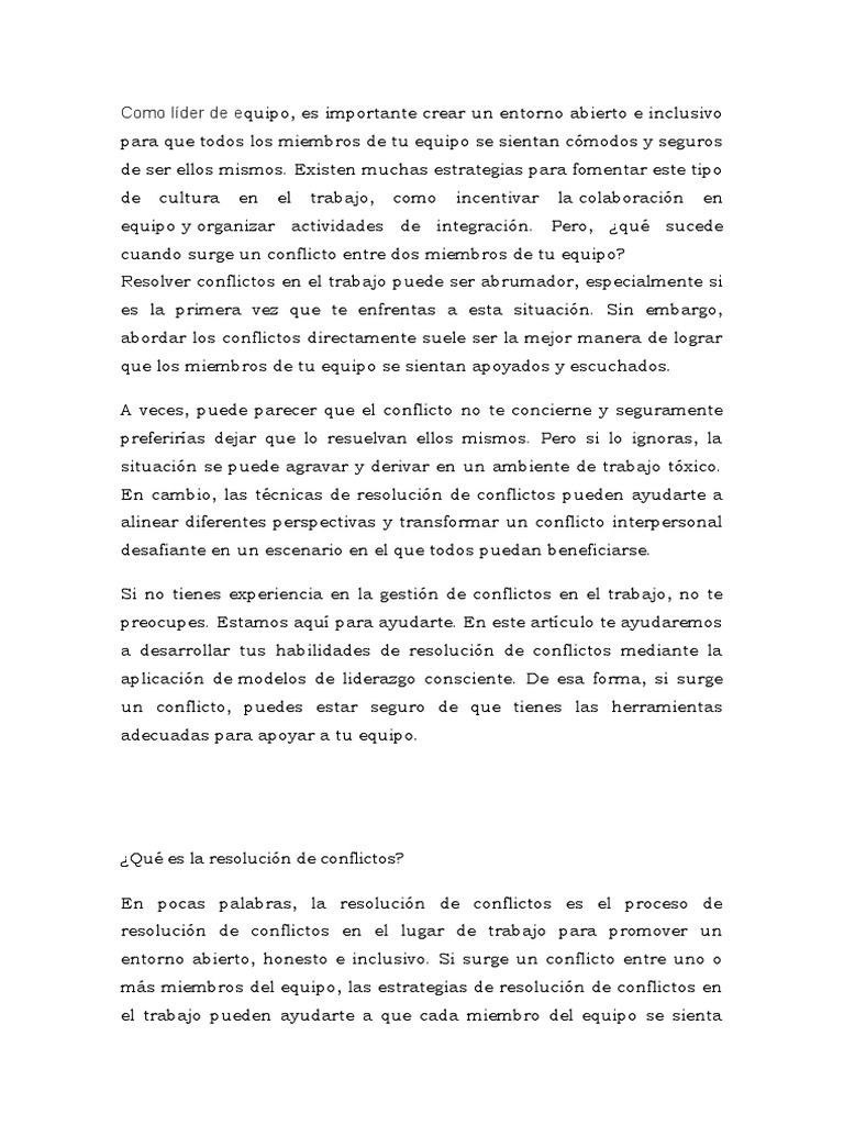 Manejo de Conflictos | PDF
