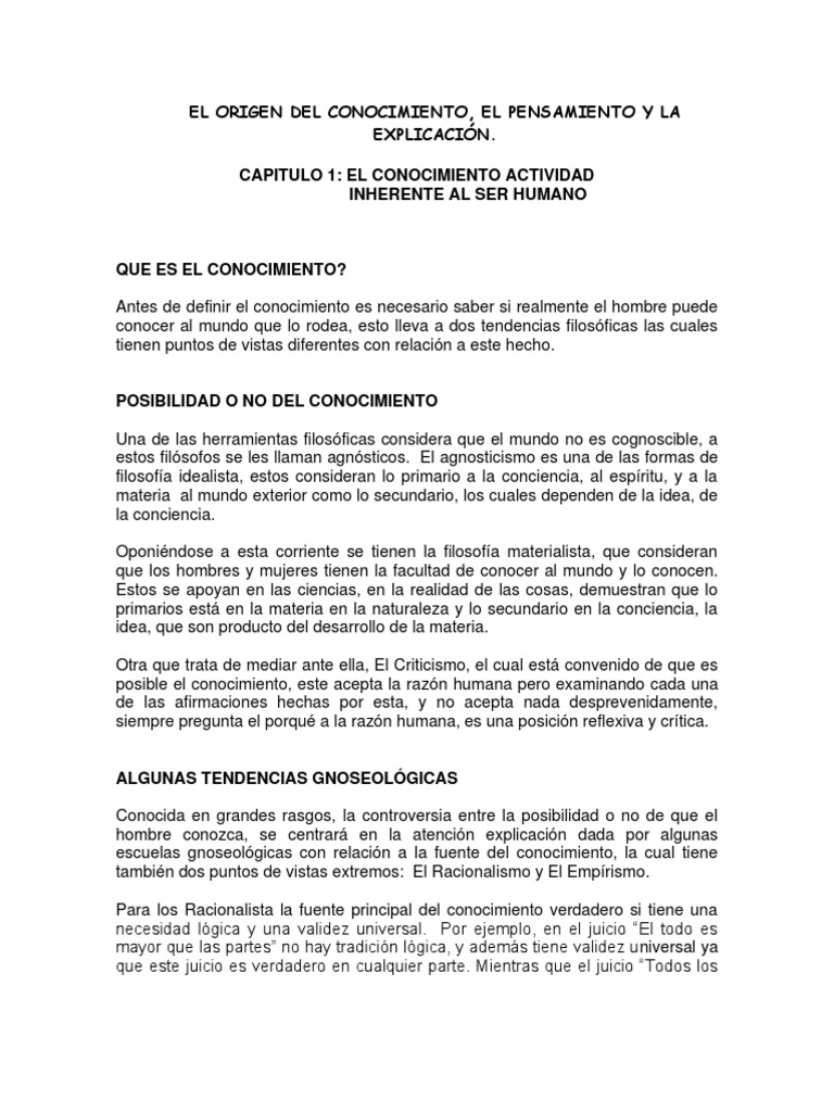 Filosofía del Conocimiento Humano | PDF | Conocimiento | Empirismo