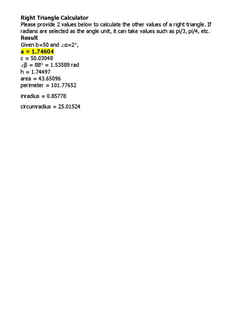 Reference Triangle Calculator