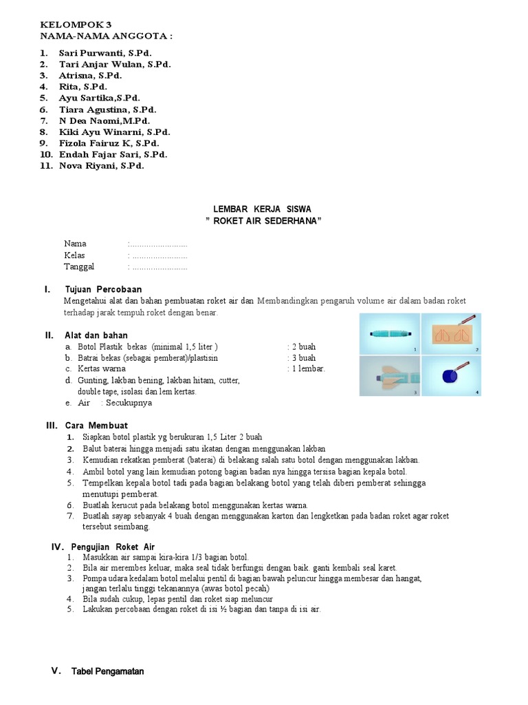 LKPD Kelompok 3 Tentang Roket Air | PDF | Griya & Taman