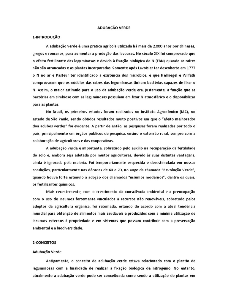 Relação Ecológica da Adubação Verde | PDF | Agricultura | Fertilizante