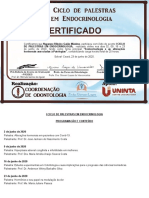 Certificado Palestra Endocrinologia