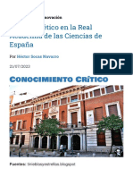 El Declive Ético en La Real Academia de Las Ciencias de España