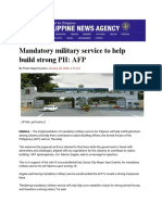 (Article) Military Service To AFP