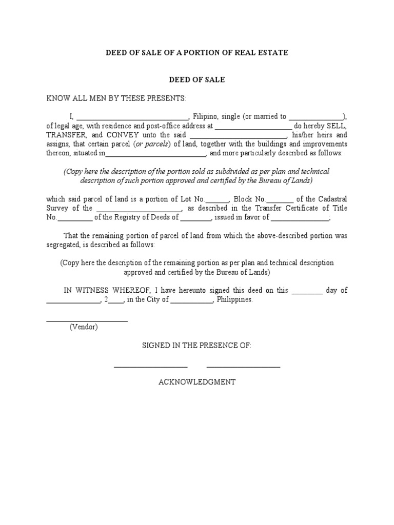 Real Estate Sale Deed Document | PDF