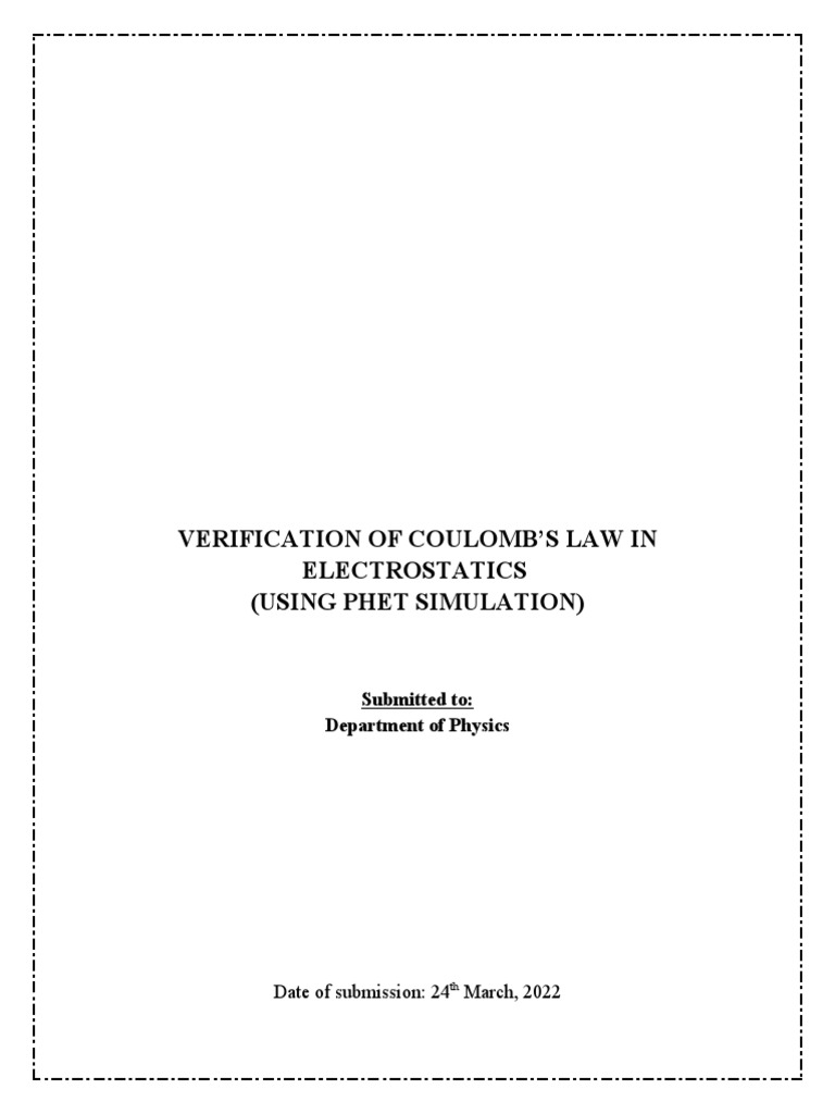 Coulomb's Law Verification via PhET Simulation | PDF | Electric Charge ...
