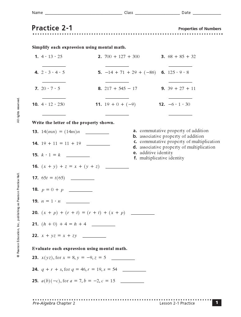 2-1 Practice | PDF | Teaching Mathematics | Science