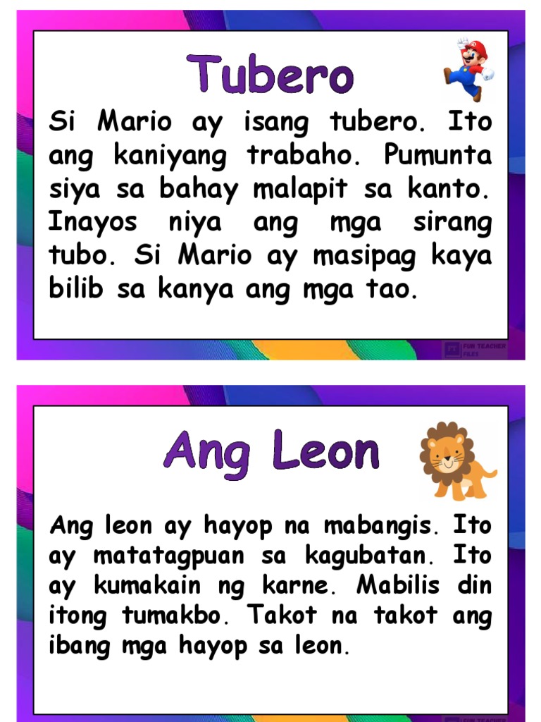 Filipino Reading Passages Set 4 | PDF