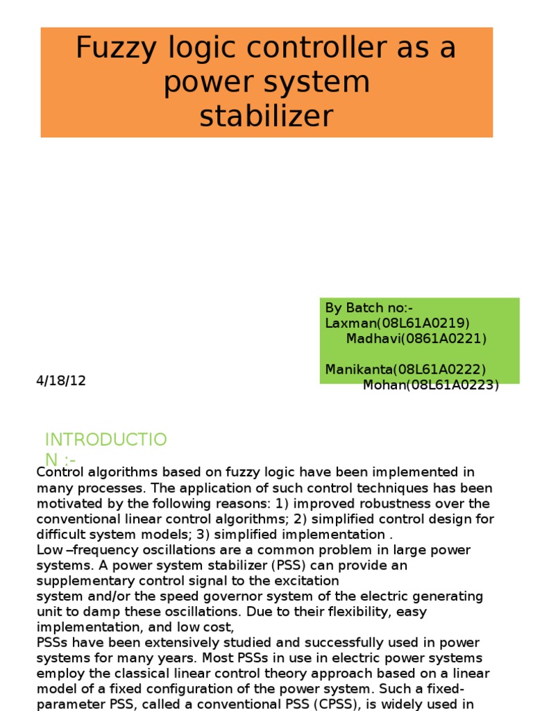 Fuzzy Logic Controller for Power Systems | PDF | Control Theory | Fuzzy ...