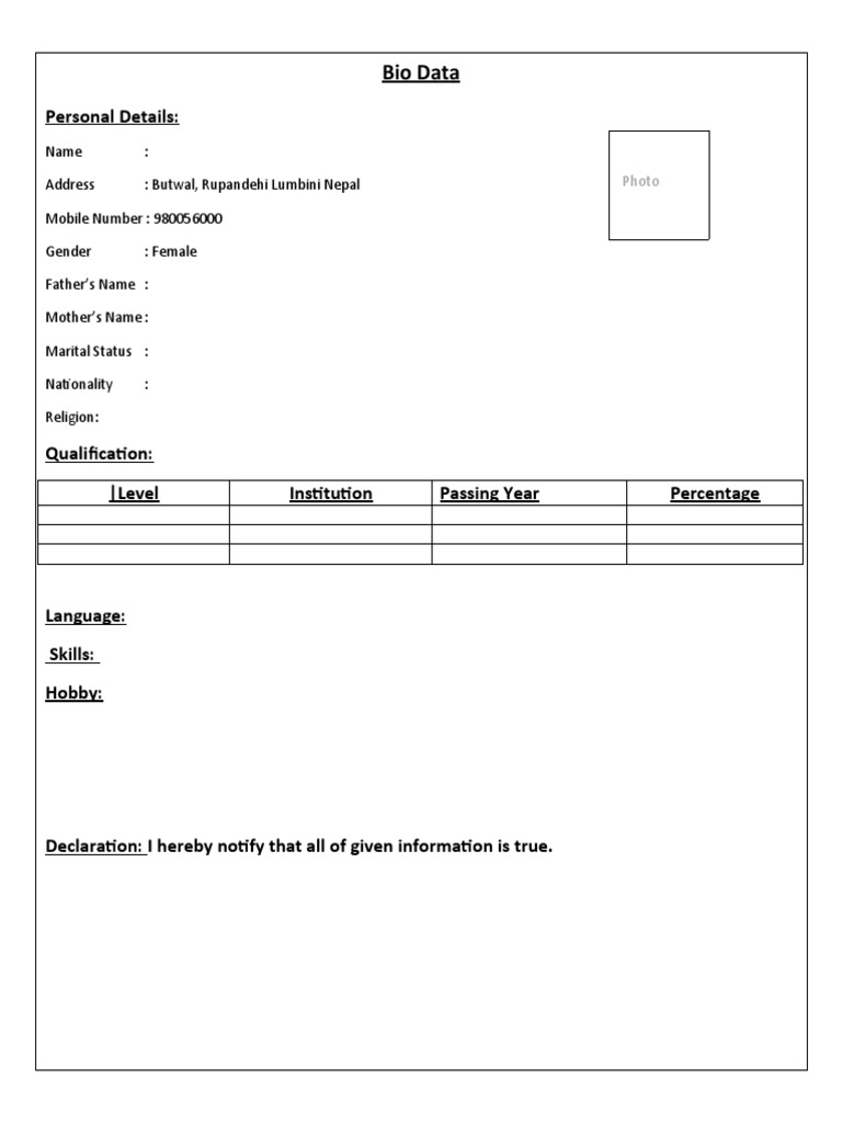 Biodata | PDF