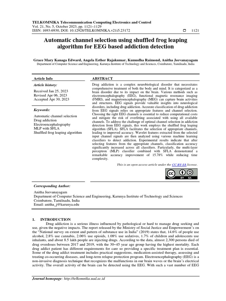 Automatic channel selection using shuffled frog leaping algorithm for ...