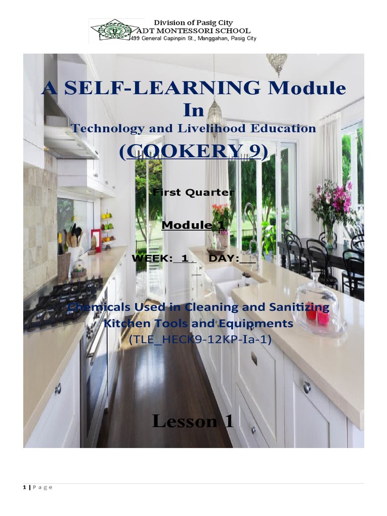 Lesson 1 Chemicals Used in Cleaning and Sanitizing Tools and Equipment