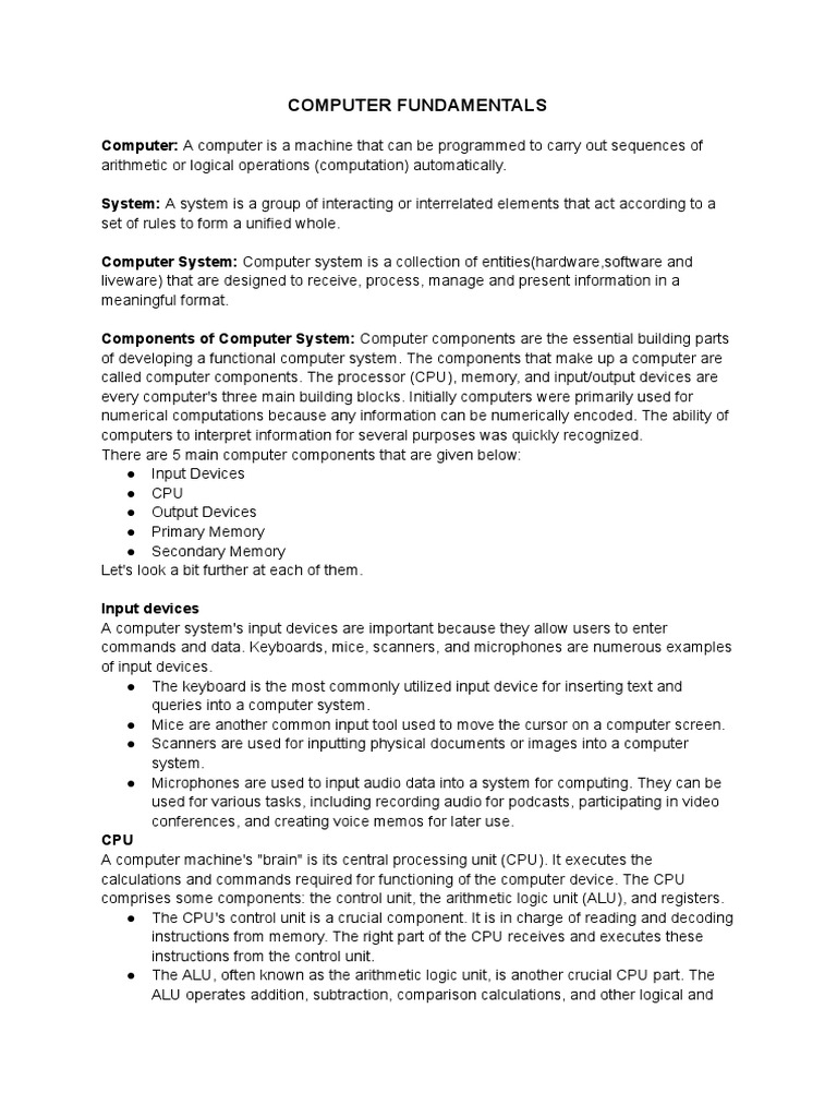 Computer Fundamental | PDF