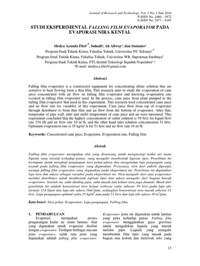 Falling Film Evaporator | PDF