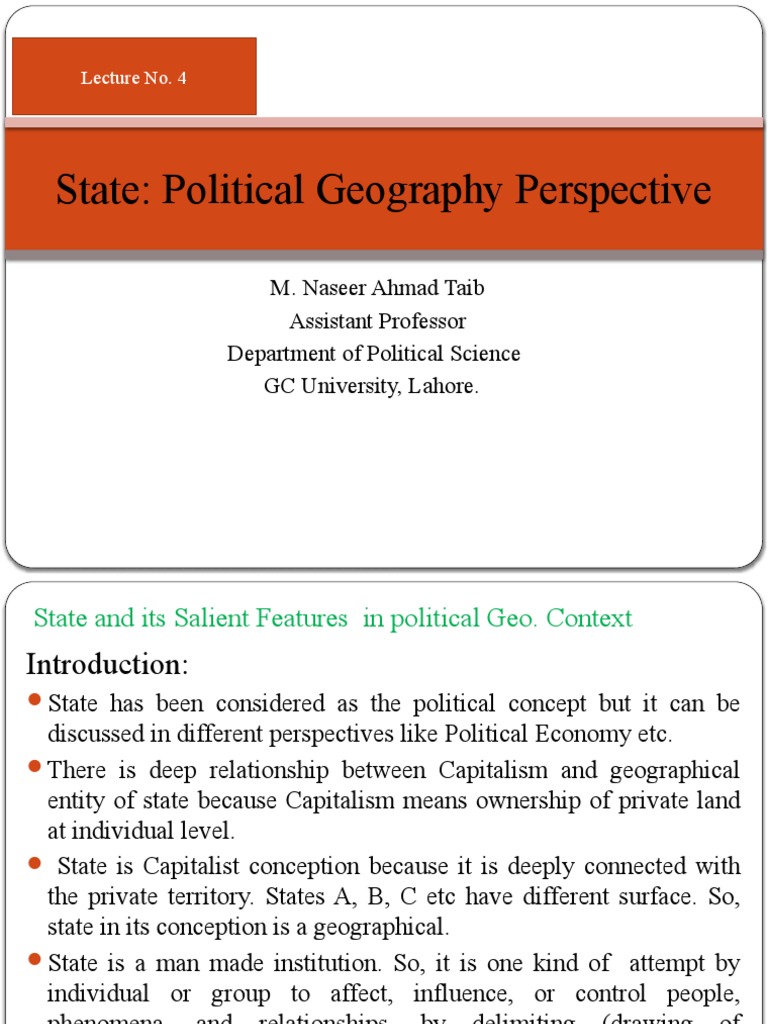 Lecture No. 4 Concept of State in Geographical Context | PDF | State ...